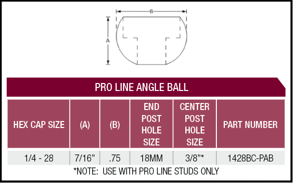 pro-line angle ball accessory specifications